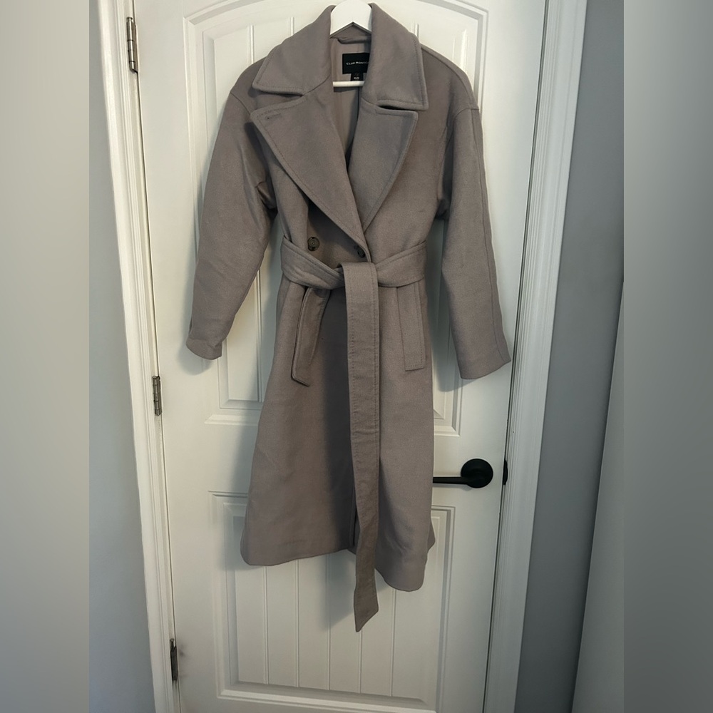 Lined club monaco wool coat in muted lilac